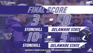 Stonehill Baseball Highlights/Postgame Interview vs Delaware State; April 22, 2023